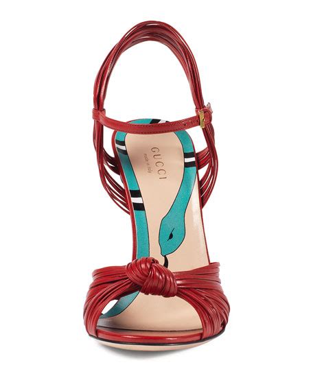 Gucci Allie Leather Knot Sandal, Hibiscus 